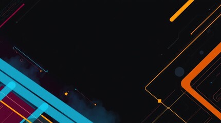 Poster - Abstract dark background with vibrant geometric lines and shapes