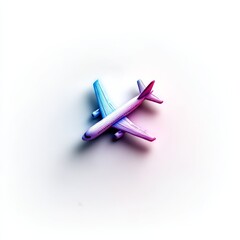 Poster - Neon Airplane on White Background - A Study in Color and Light, Abstract Aviation Art