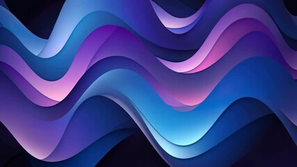Poster - Vibrant abstract design with dynamic waves in blue, purple, and pink creates fluid background, evoking movement and tranquility in modern digital art.