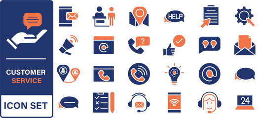 Poster - Customer service and support line icons collection. Big UI icon set in a flat design. Thin outline icons pack. Vector illustration