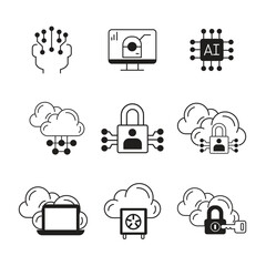 Aufkleber - Cloud technology and security digital infrastructure icons