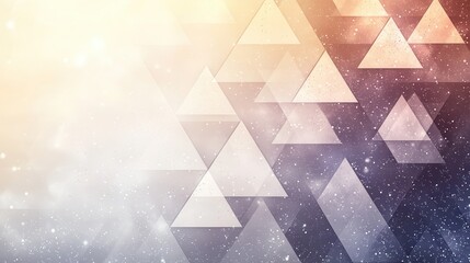 Poster - Abstract geometric background with overlapping triangles in soft pastel colors and star-like textures