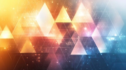 Poster - Abstract geometric design with vibrant colors and glowing triangles (4)