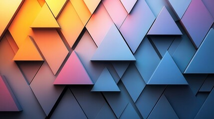 Poster - Abstract geometric pattern of overlapping triangles in vibrant colors