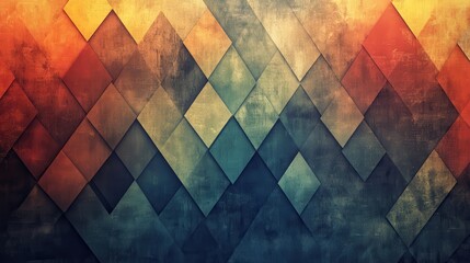 Poster - abstract geometric pattern with layered squares and triangles