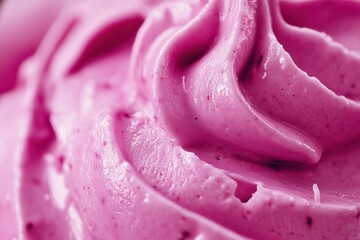 Poster - Close-up of vibrant pink frozen dessert, showing a rich, smooth texture with delicate swirls, perfect for a sweet indulgence.