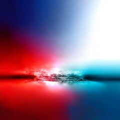 Poster - Abstract Color Field: Dynamic blend of red, blue, and white with blurred reflections and textures.