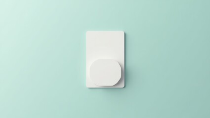 Poster - Magsafe Sticker. Magnetic connection. Isolated background, copyspace.. Small white magnetic connector serves as symbol of connection and stability in serene green space.