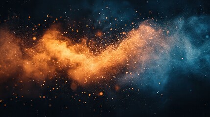 Poster - Abstract mix of orange and blue smoke