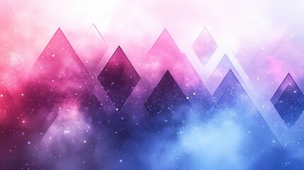 Poster - Abstract mountain range in a vibrant, colorful nebula