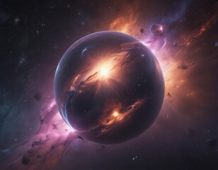 Wall Mural - ethereal orb, cosmic dust swirling, nebula backdrop, artwork, light, fantasy
