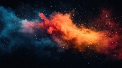Poster - Abstract multicolored powder explosion against a dark background