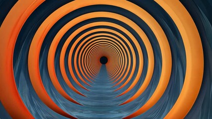 Poster - mesmerizing abstract design of concentric circles in vibrant orange and deep blue, creating sense of