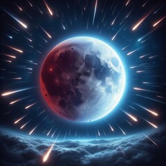 Wall Mural - Lunar during a meteor shower