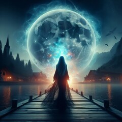 Wall Mural - Mystic Supermoon mystery and enchantment