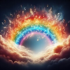 Wall Mural - Rainbow float across the arcs