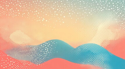 Poster - Abstract, pastel waves with a textured background