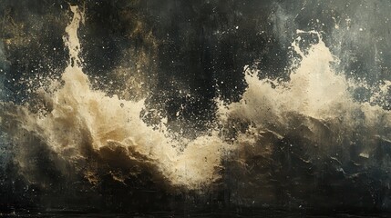 Poster - Abstract splatter of light beige on dark background