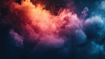 Poster - Abstract swirling clouds of vibrant colors against a dark night sky