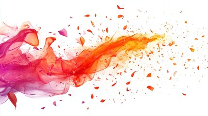 Poster - Abstract swirling colorful paint with scattered petals