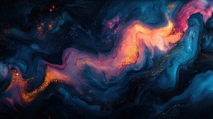 Poster - Abstract swirling cosmos of vibrant colors and textures