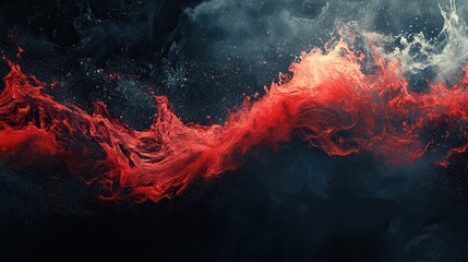 Poster - Abstract swirling crimson and gray paint