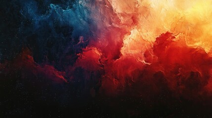 Wall Mural - abstract swirling nebula of fiery red and cool blue hues