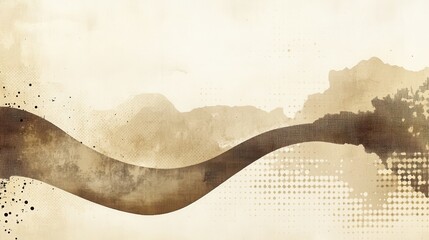 Poster - Abstract textured backdrop with sepia tones and a wavy line