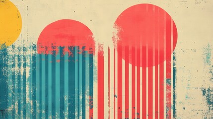 Poster - Abstract textured design with circles and stripes