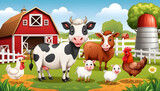 Cartoon farm animals illustration vector art for kids and children education learning resource design