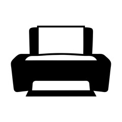 Poster - Simple black and white illustration of a printer outputting a page