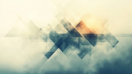 Poster - Abstract triangular shapes overlaying misty clouds