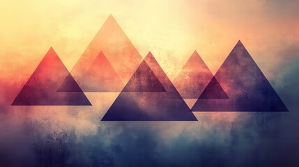 Poster - Abstract triangular shapes amidst hazy clouds