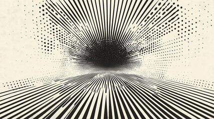 Poster - Abstract tunnel with radial lines and dots