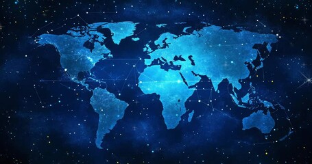 Poster - World map and global network connection. Digital global network. Abstract background. Futuristic technology. Worldwide network connection. International connections. 4K Videos