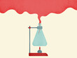 © Xènia Besora Sala/Stocksy - Laboratory flask releasing red smoke while heated on burner