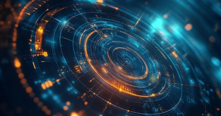 Poster - Abstract circular technology. Futuristic digital technology. Abstract technology. Digital technology circle. Abstract futuristic blue background. Digital network. High-tech. 