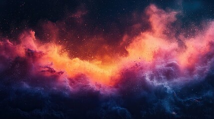 Poster - Cosmic cloud formations ablaze with vibrant hues