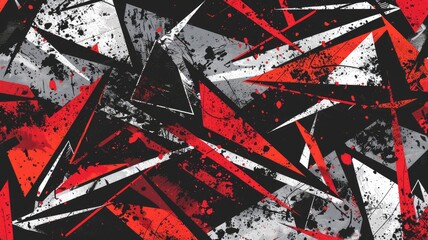 Poster - Abstract fractal painting colored by vibrant red black shade oil color stained on the canvas express geometric style from paint. Modern geometry art watercolor with seamlessly digital pattern. AIG53.