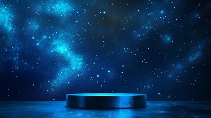 Poster - Abstract futuristic blue background. Futuristic circular podium. Empty podium. High technology. Design template technology. Abstract technology. Futuristic technology. Technology digital. Copy space