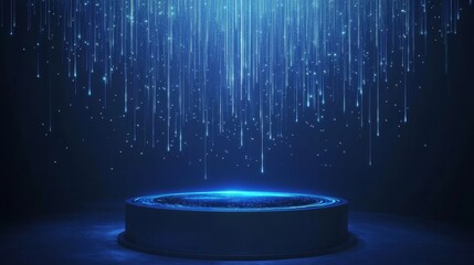 Poster - Abstract futuristic blue background. Futuristic circular podium. Empty podium. High technology. Design template technology. Abstract technology. Futuristic technology. Technology digital. Copy space