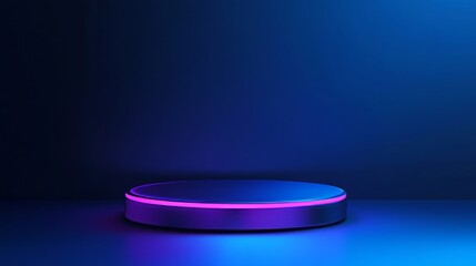 Poster - Abstract futuristic blue background. Futuristic circular podium. Empty podium. High technology. Design template technology. Abstract technology. Futuristic technology. Technology digital. Copy space