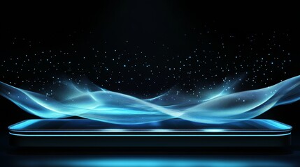 Poster - Abstract digital background.Global network and connectivity. Abstract futuristic blue glowing podium. Technology and science. Futuristic technology. High tech. Copy space