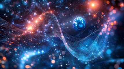 Poster - Abstract digital background.Global network and connectivity. Abstract futuristic blue glowing podium. Technology and science. Futuristic technology. High tech. Copy space