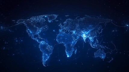 Poster - World map and global network connection. Digital global network. Abstract background. Futuristic technology. Worldwide network connection. International connections. 