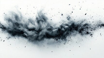 Poster - Dark grey powder explosion on white background