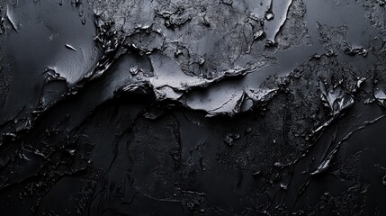 Poster - Dark, textured surface with deep shadows and rough, sculpted forms