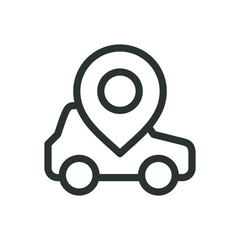 Poster - car location line icon, car parking location vector symbol with editable stroke