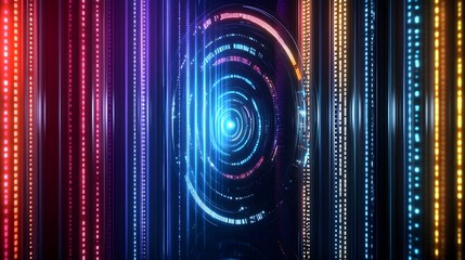 Wall Mural - neon tech hud sci-fi background - cyberpunk