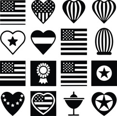 Poster - Black and white heart icons vector set symbol design